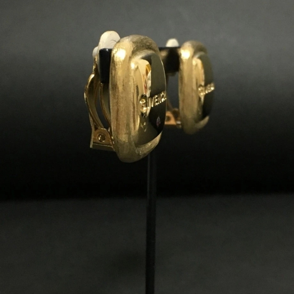 Givenchy Logo Square Gold Tone Clip On Earrings (EUC)✨️ - Picture 4 of 7